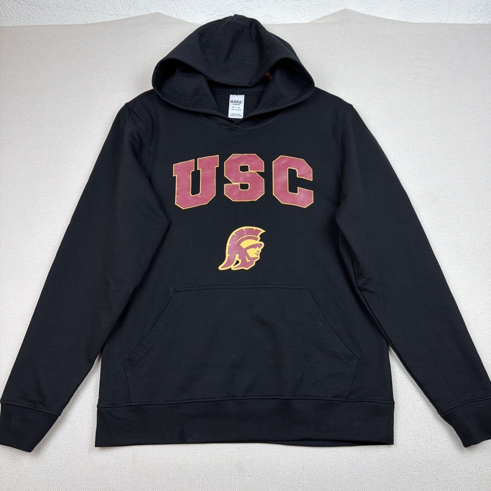 USC Trojans Pullover Hoodie Sweatshirt Size Adult M Black  (no cord) DIY Custom
